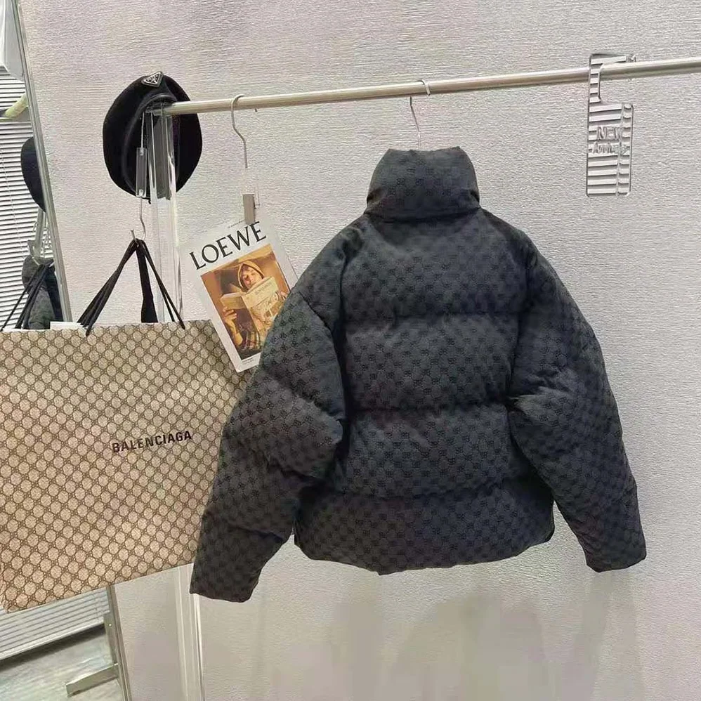 Balenciaga Hacker BB Puffer in Black and Dark Grey Canvas Jacquard for Men