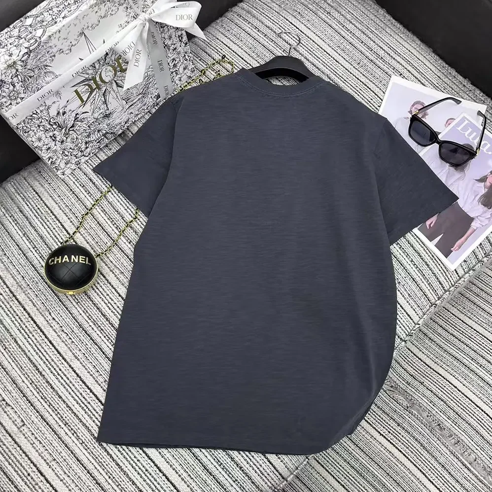 Dior DIOR AND HYLTON NEL T-Shirt Relaxed Fit Navy Blue Cotton Jersey for Women Dior DIOR AND HYLTON NEL T-Shirt Relaxed Fit Navy Blue Cotton Jersey for Women