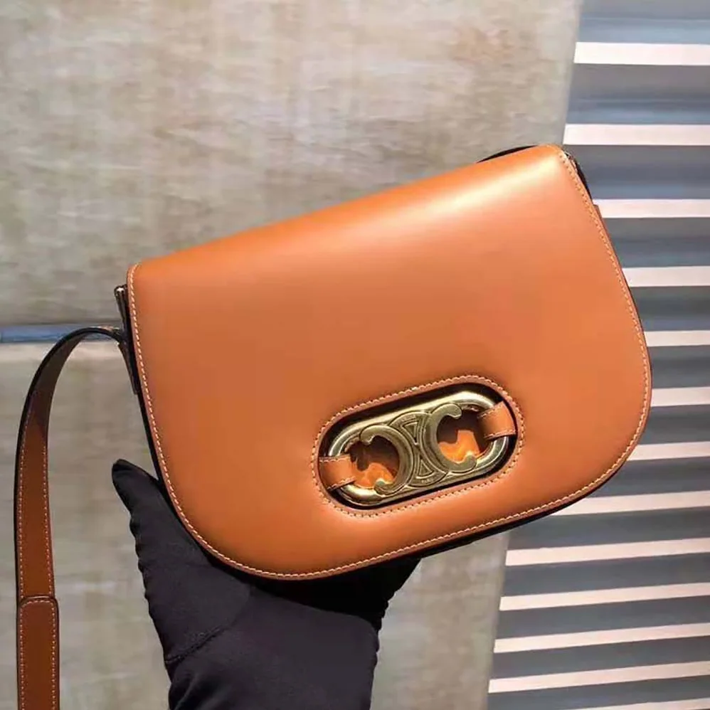 Celine Medium Maillon Triomphe Bag in Natural Calfskin for Women in Brown Celine Medium Maillon Triomphe Bag in Natural Calfskin for Women in Brown