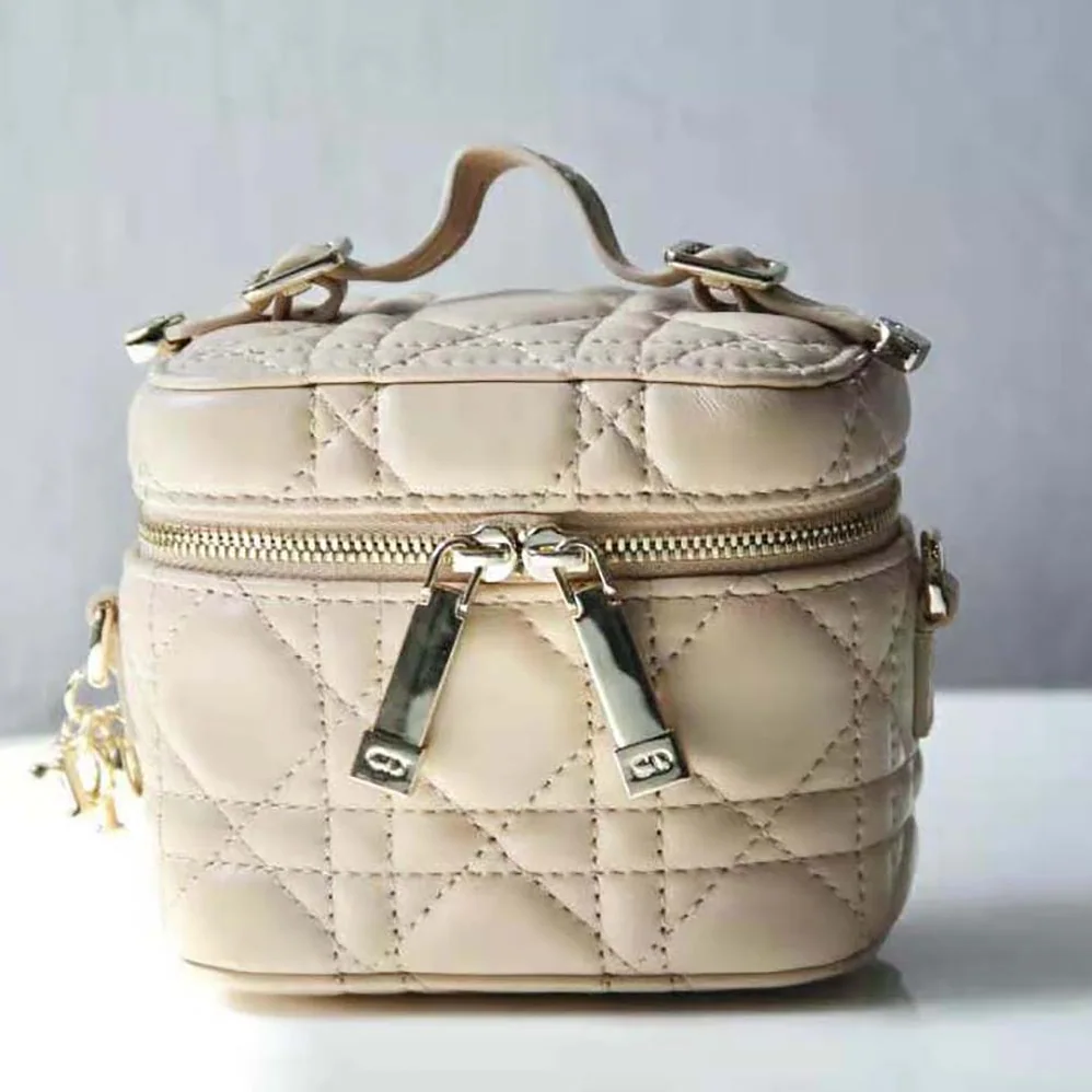 Dior Micro Lady Dior Vanity Case Cannage Lambskin for Women in Beige