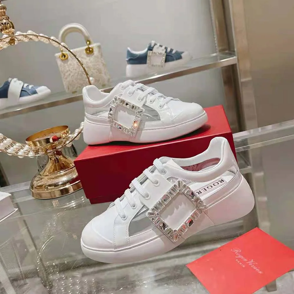 Roger Vivier Viv' Skate Strass Buckle Sneakers in PVC for Women in White