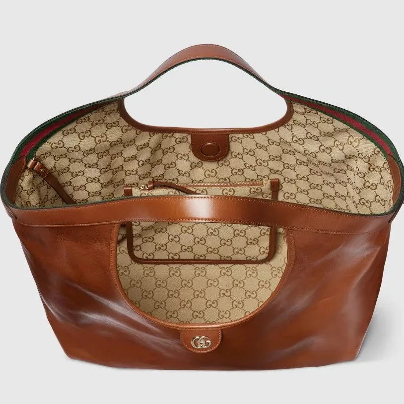Gucci Giglio Large Tote Bag in Dark Brown Gold Hardware
