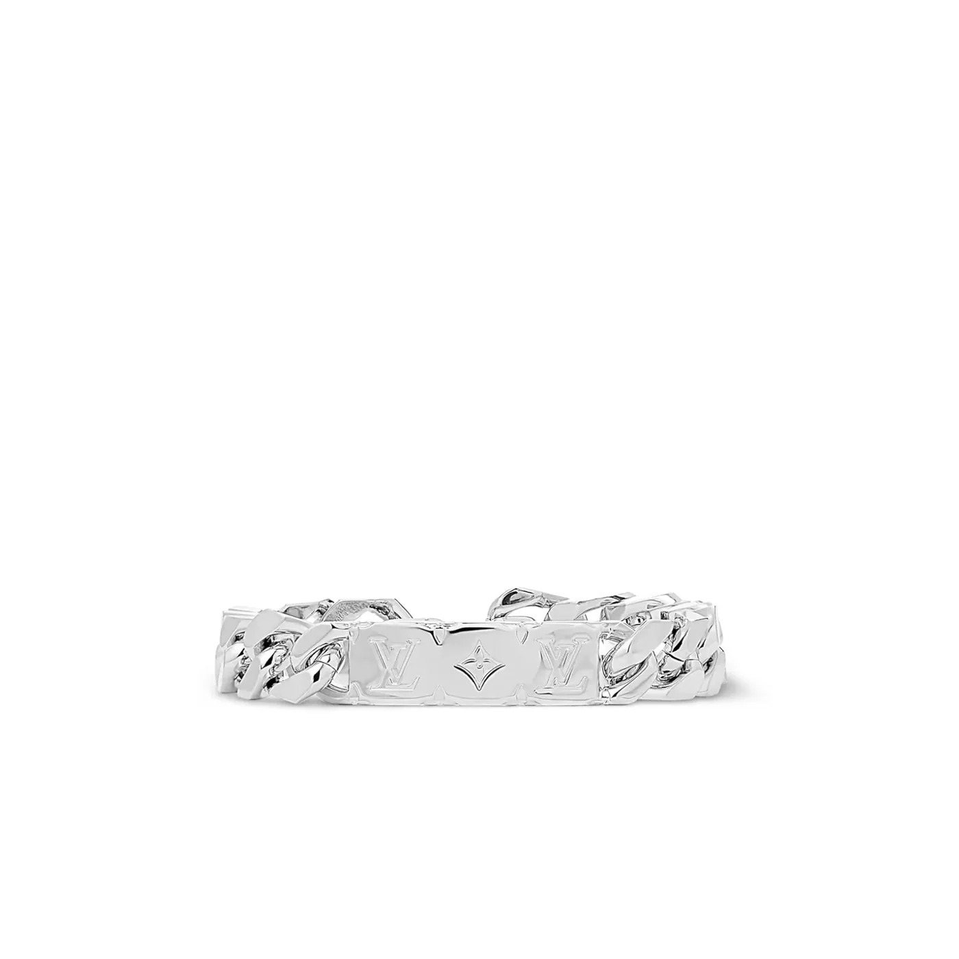 Louis Vuitton Monogram Chain Bracelet Silver Tone Louis Vuitton Monogram Chain Bracelet Silver Tone