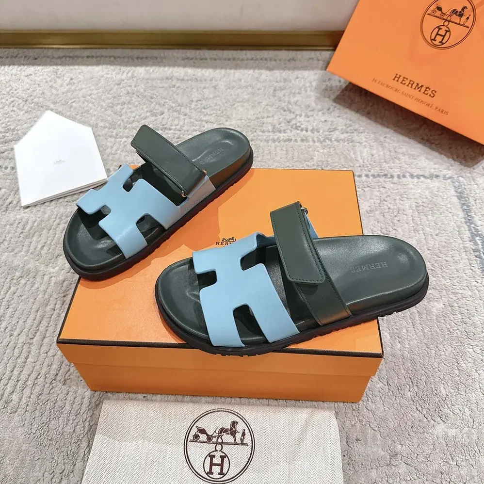 Hermes Chypre Sandal for Unisex in Green/Blue