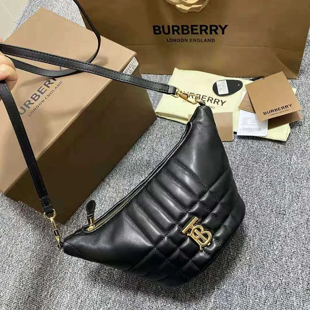 Burberry Small Quilted Lambskin Crescent Lola Bag for Women in Black Burberry Small Quilted Lambskin Crescent Lola Bag for Women in Black