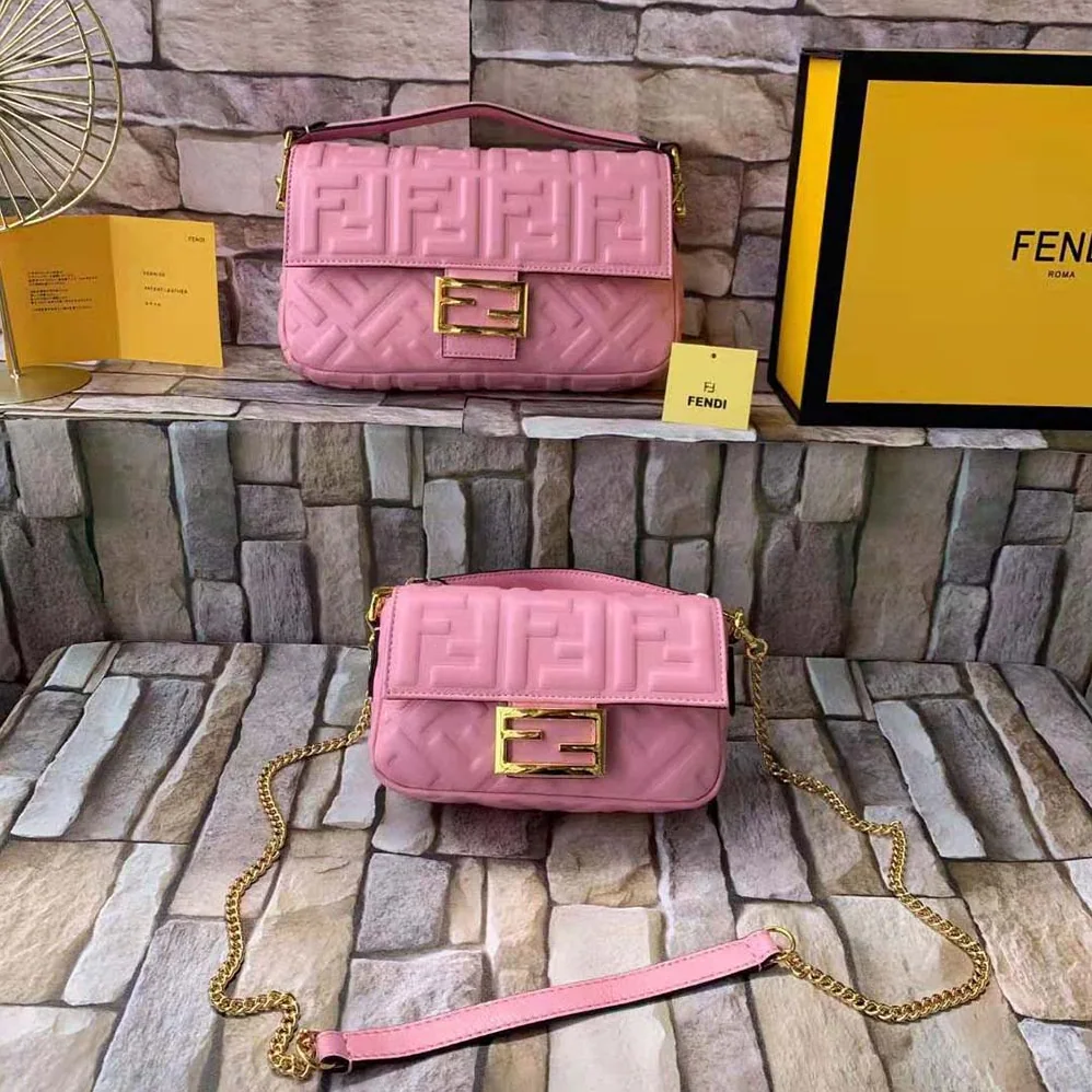 Fendi Baguette Soft Nappa Leather Bag for Women in Pink