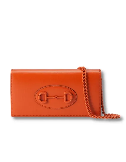 GG Horsebit 1955 Wallet With Chain Orange/Green 1AAJ8 7519 /