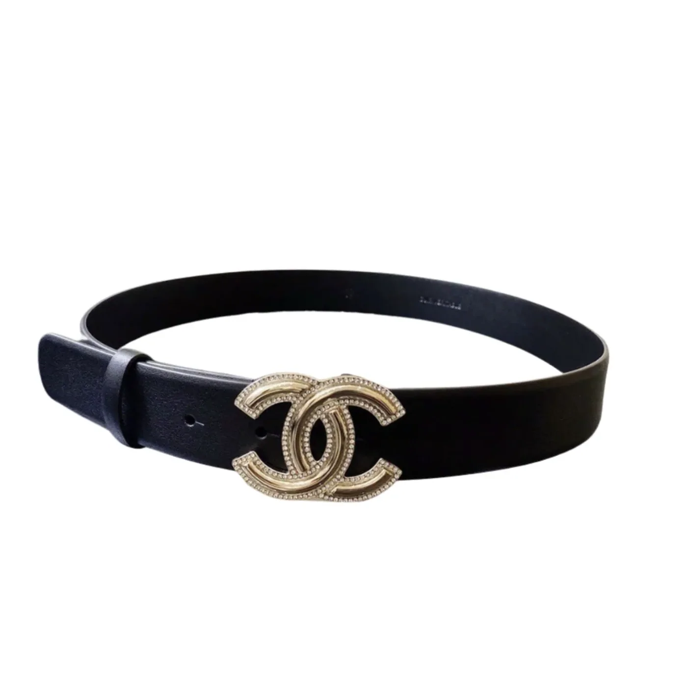 Chanel Mini Stone Interlocking C Buckle Belt Black Chanel Mini Stone Interlocking C Buckle Belt Black