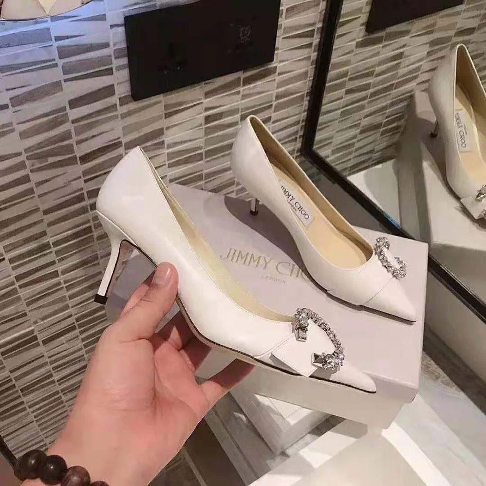 Jimmy Choo Saresa 65 Latte Nappa Leather Pumps with Crystal Embellishment for Women Jimmy Choo Saresa 65 Latte Nappa Leather Pumps with Crystal Embellishment for Women
