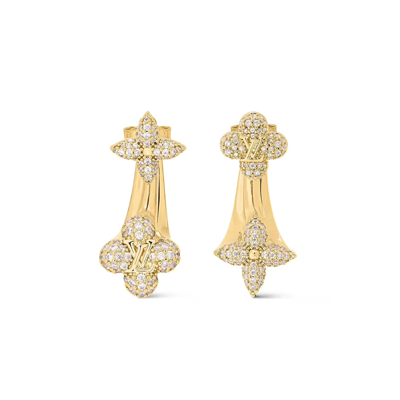 Louis Vuitton LV Flower Comet Earrings Gold Hardware
