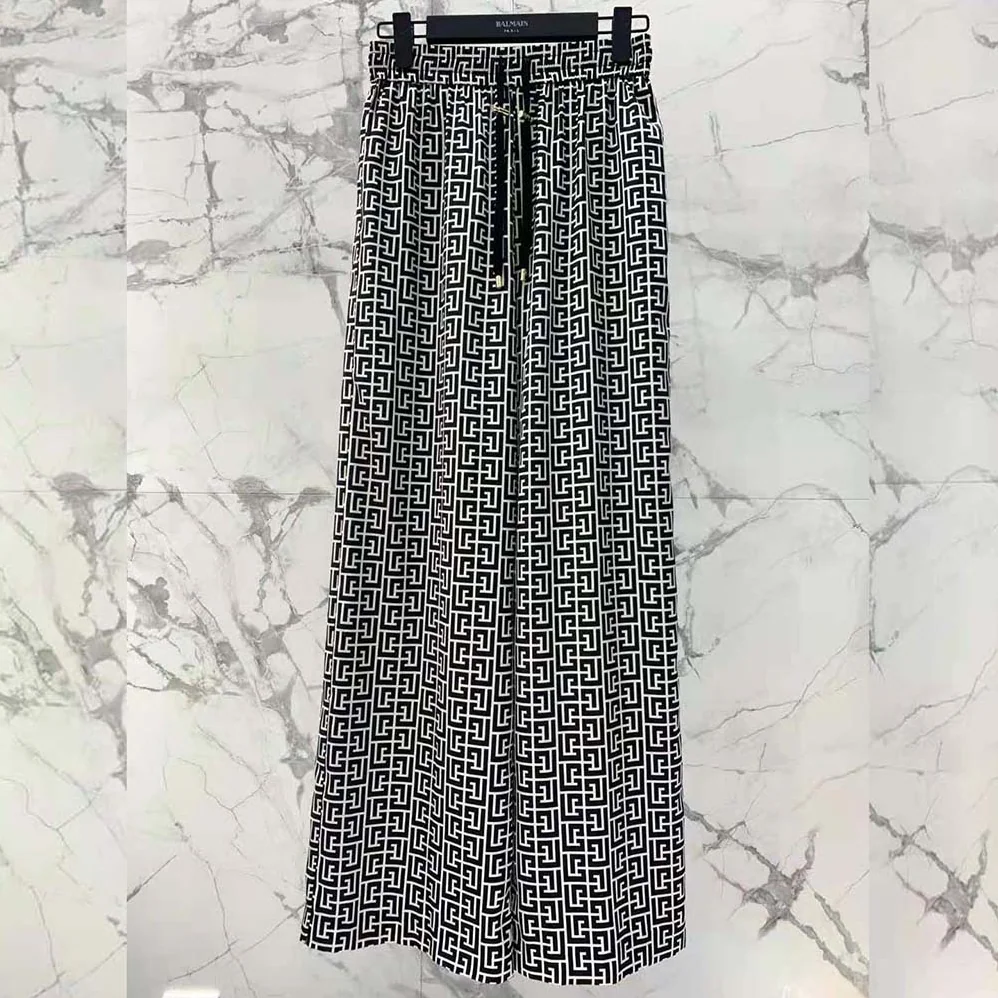 Balmain Monogrammed Flowing Trousers for Women