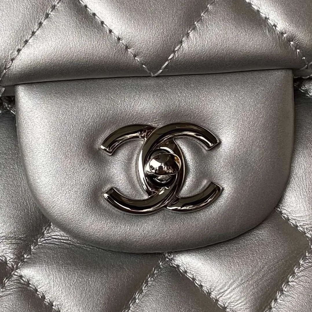 Chanel Airport Bag Silver in White/Black/Grey /