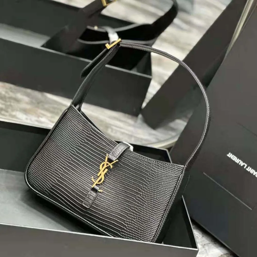 Saint Laurent YSL Le 5 à 7 Mini in Lizard for Women in Black