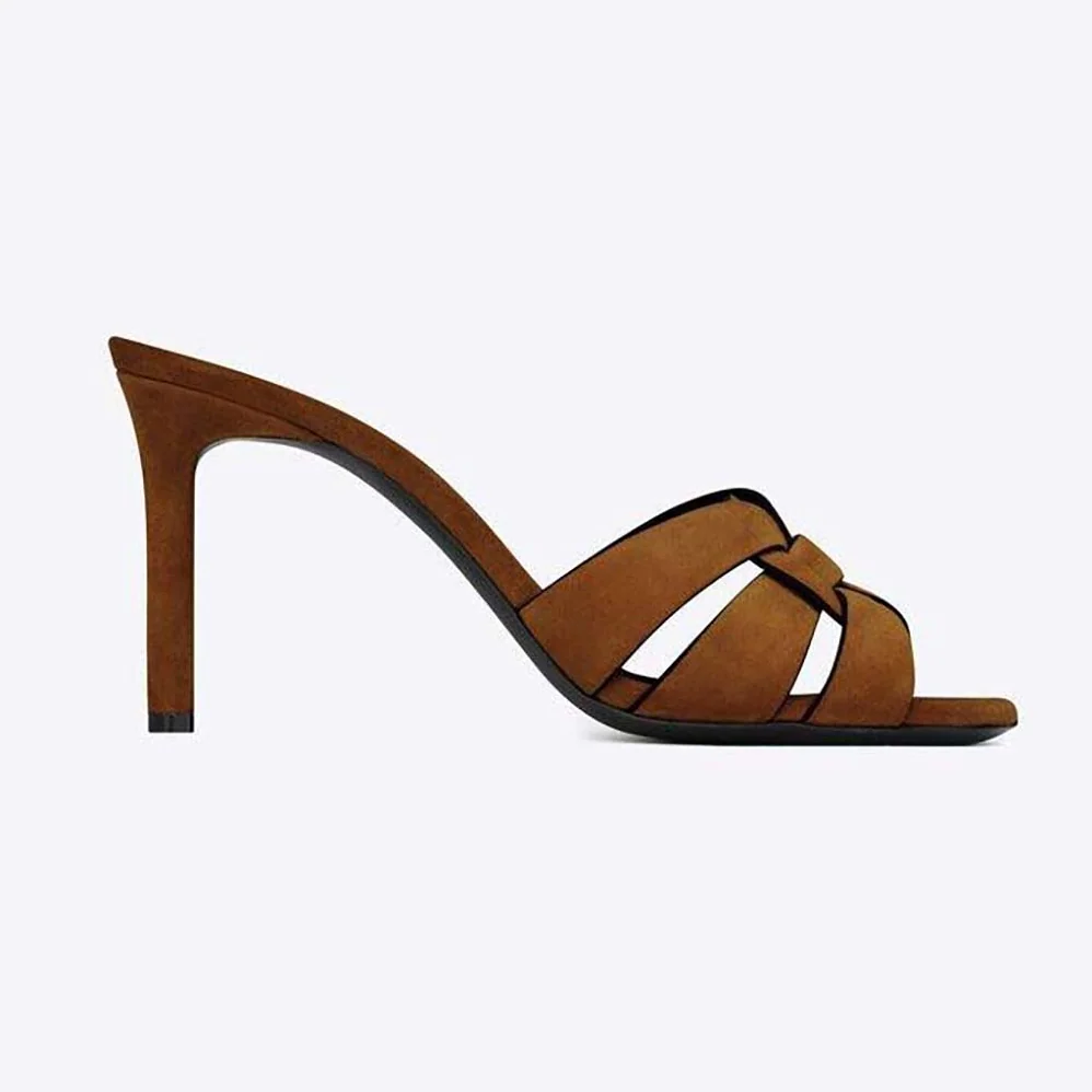 Saint Laurent YSL Tribute Mules in Suede for Women