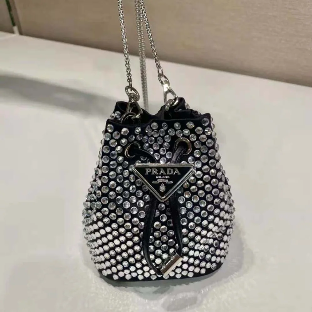 Prada Embellished Satin Mini-Pouch for Women in Black