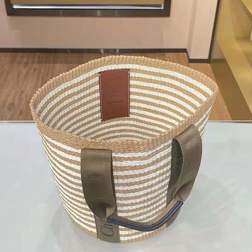 Chloe Large Woody basket in Fair-Trade Paper with the Woody Ribbon for Women