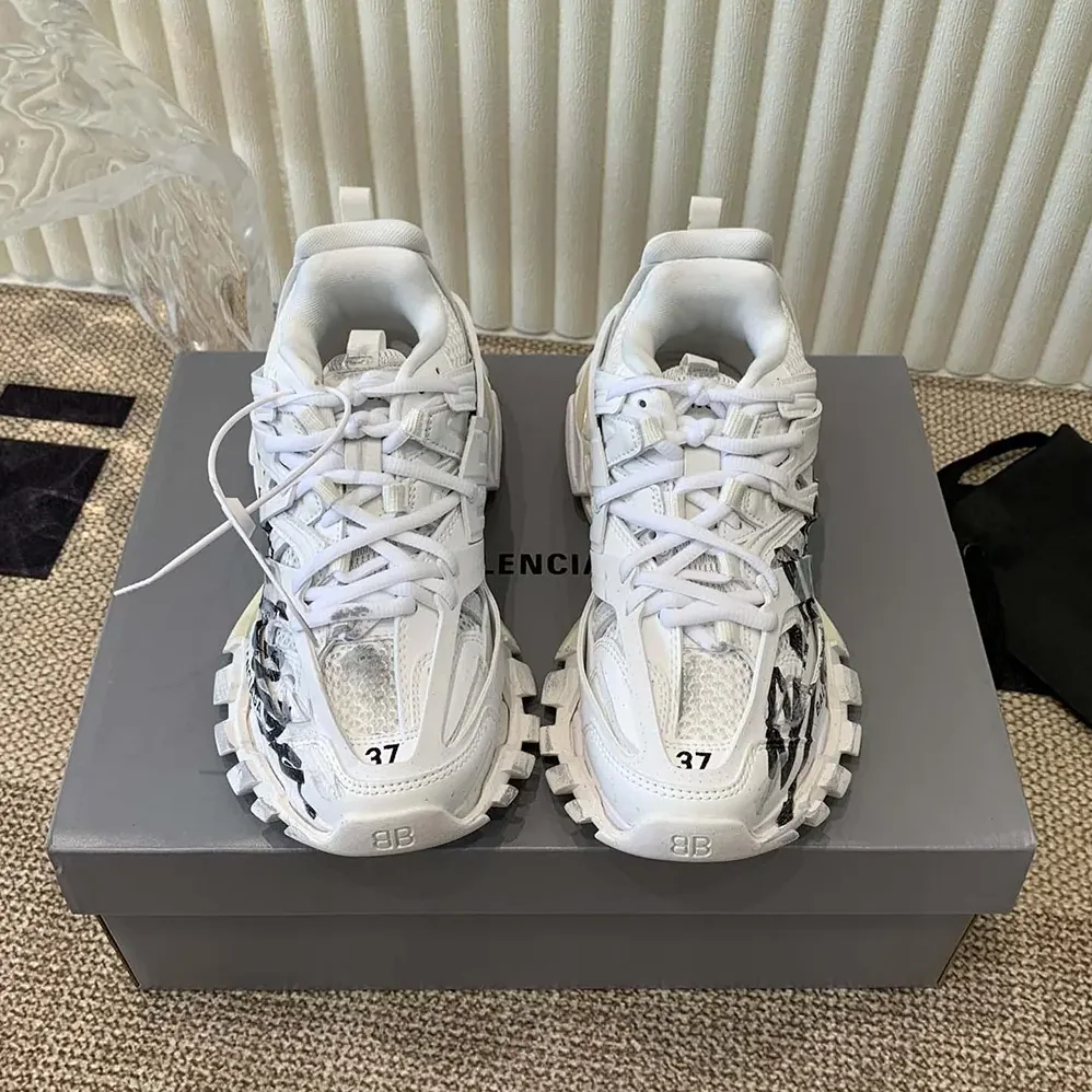 Balenciaga Track Signature Sneaker in White and Black for Unisex Balenciaga Track Signature Sneaker in White and Black for Unisex