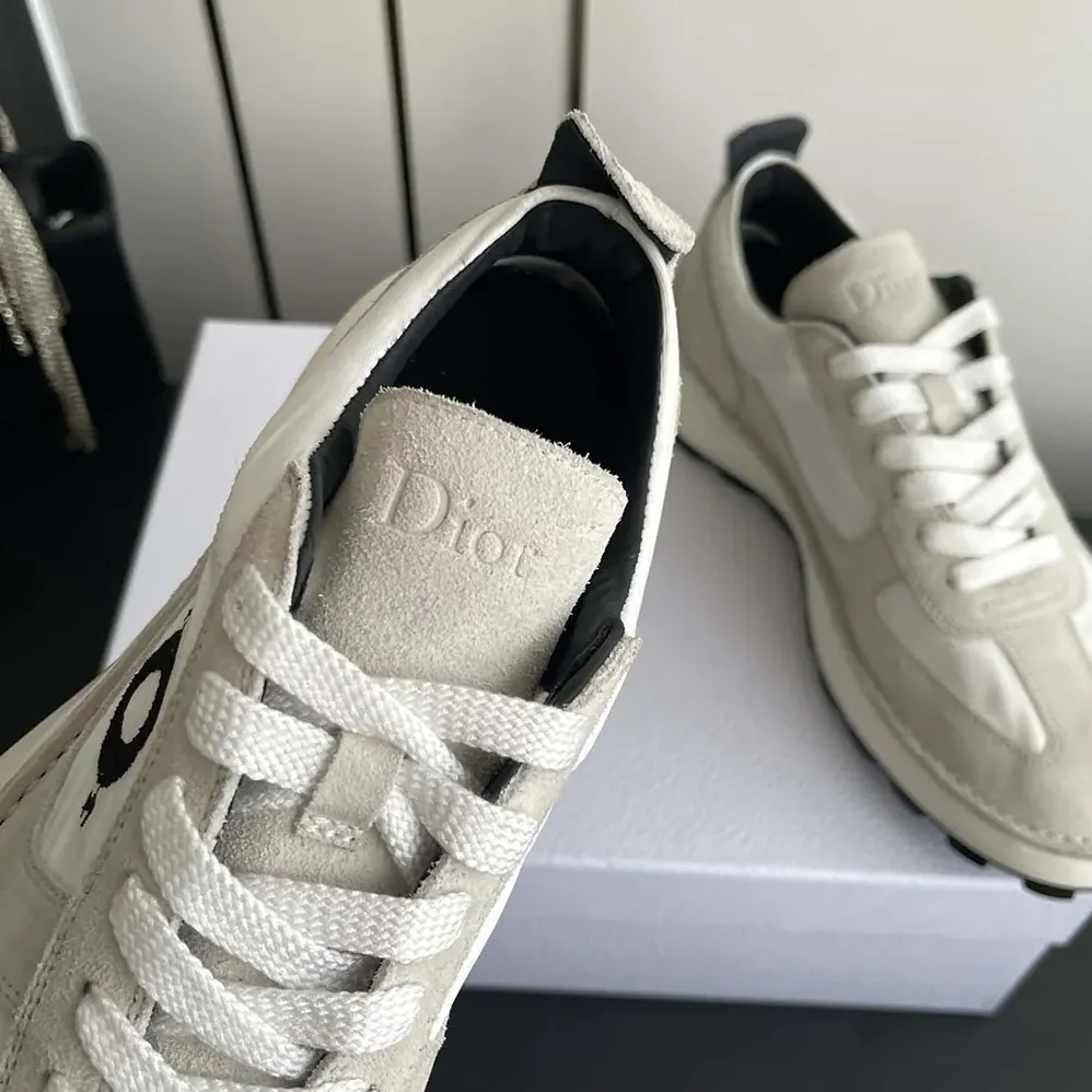 Dior Squash Sneaker Dior Gray Suede Calfskin and White Technical Fabric for Unisex