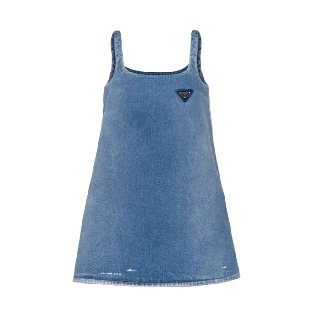 Prada Organic Denim Mini-Dress for Women in Navy