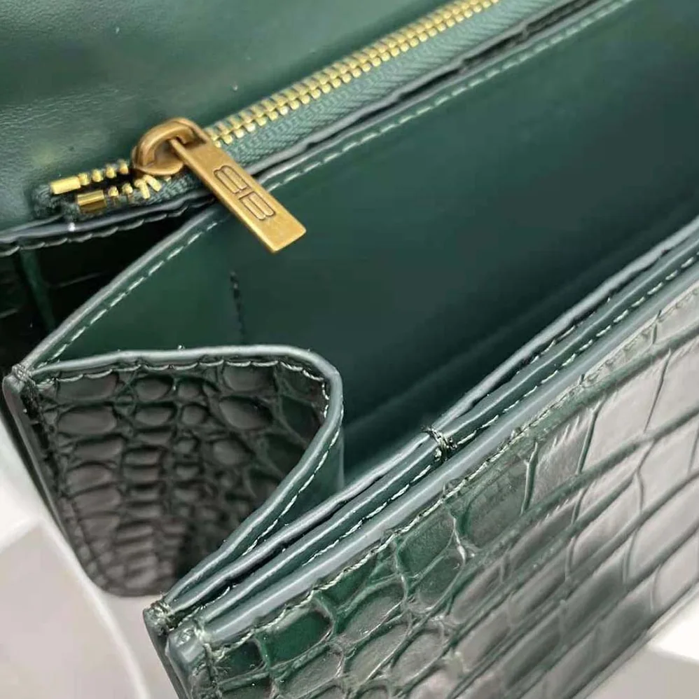 Balenciaga Gossip Small Bag in Extra Supple Crocodile Embossed Calfskin in Forest Green for Women