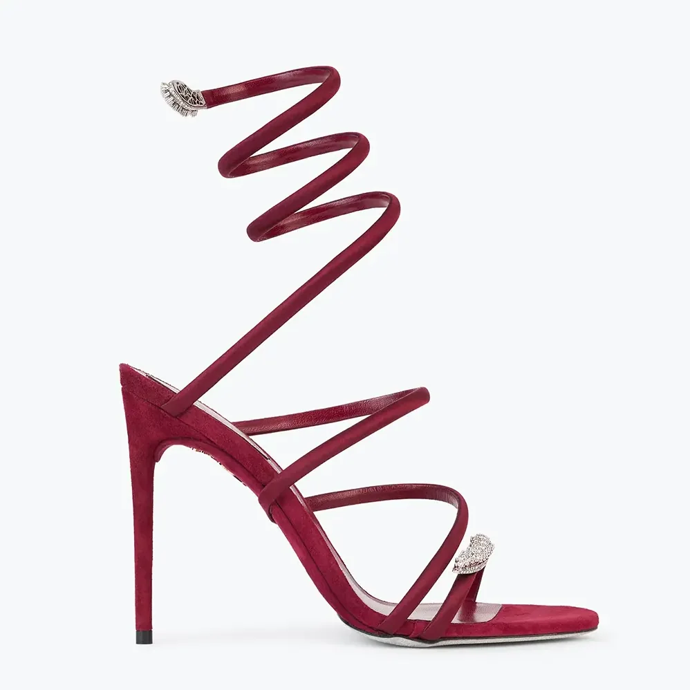 Rene Caovilla Serpente Midnight Red Sandal with Crystals 105 for Women