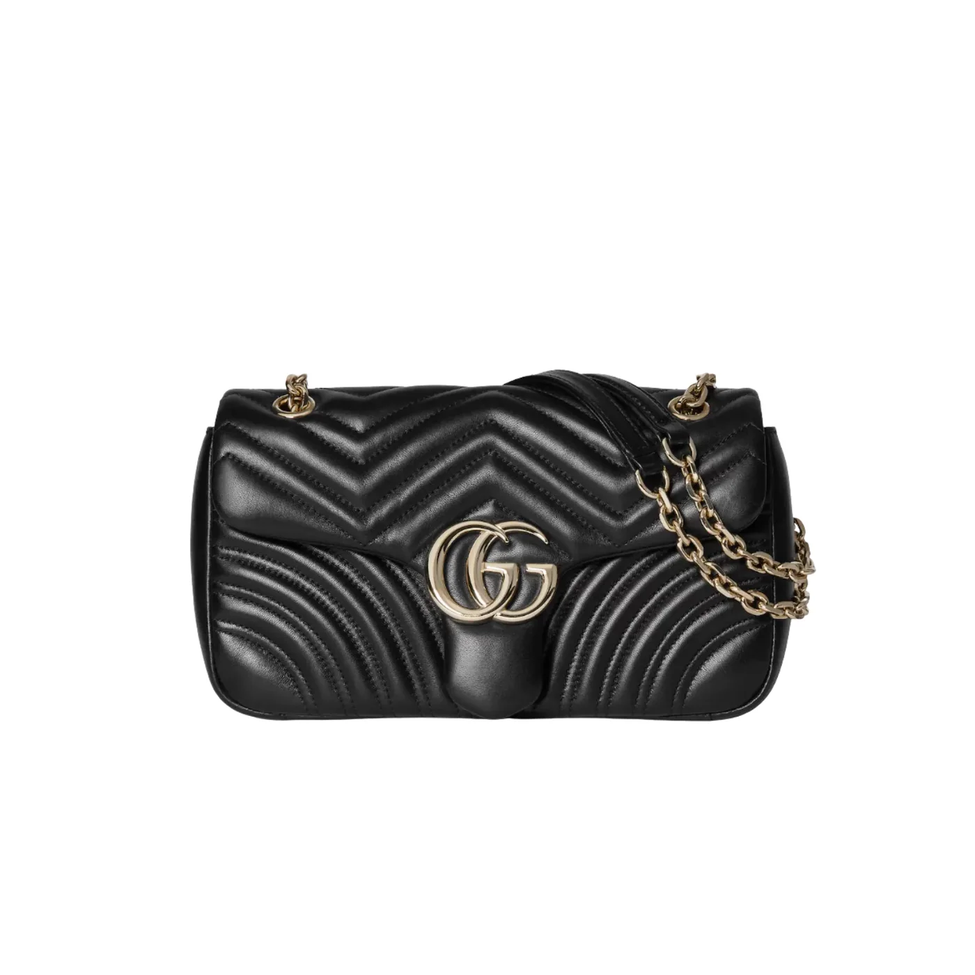 Gucci Marmont Medium Shoulder Bag in Black Gold Hardware