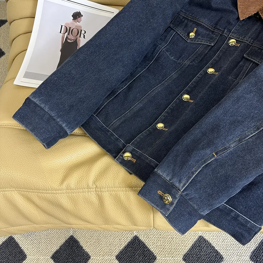 Miu Miu Flocked Denim And Velvet Blouson Jacket for Women