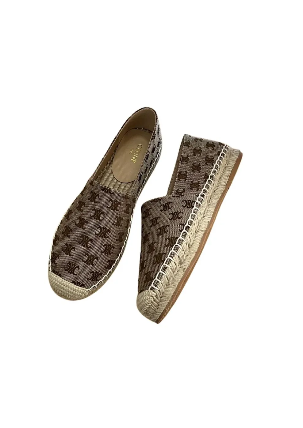 Celine Flat Espadrille With Triomphe In Triomphe Canvas Brown