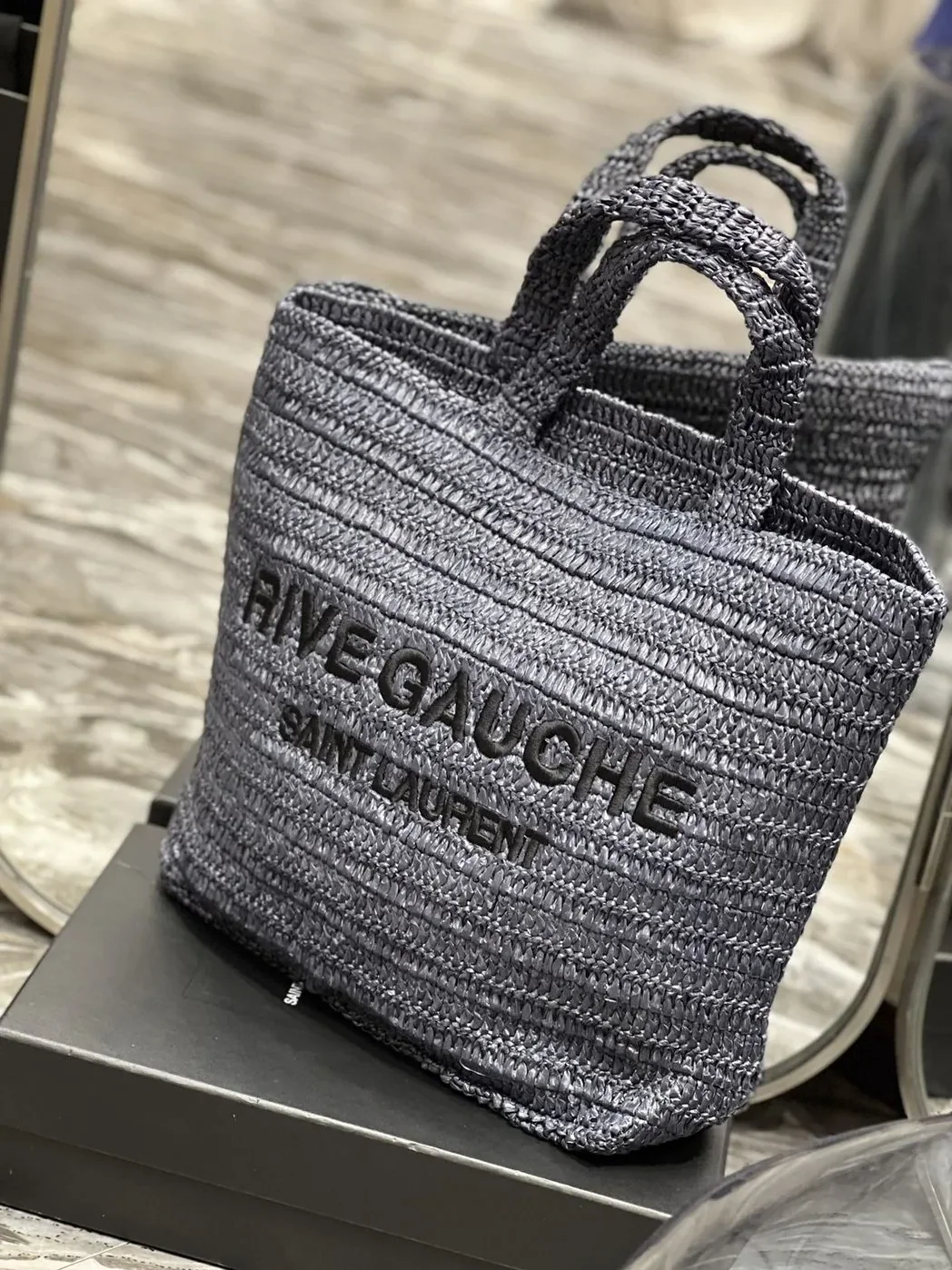 Saint Laurent Rive Gauche Supple Tote Bag Grey Saint Laurent Rive Gauche Supple Tote Bag Grey