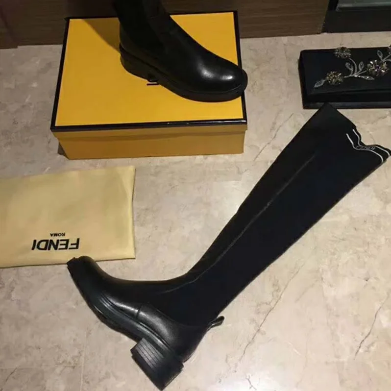 Fendi Shoes Black Nappa Cuissard Boots for Women