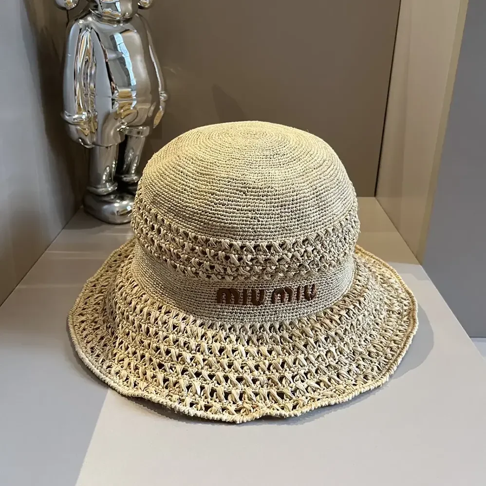 Miu Miu Woven Fabric Hat-Beige 5HC287_2DO1_F0A5T for Women Miu Miu Woven Fabric Hat-Beige 5HC287_2DO1_F0A5T for Women