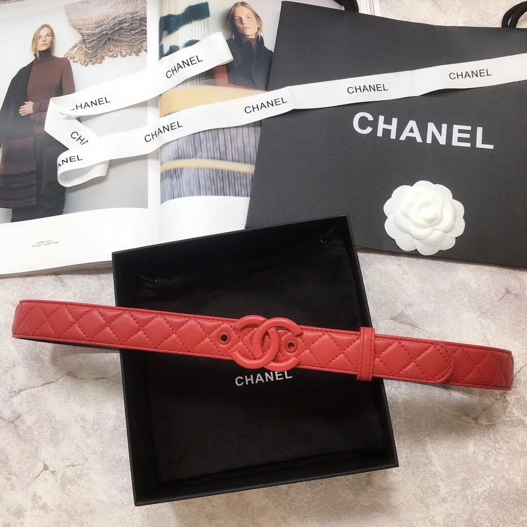 Chanel Quilted Belt with Double C Buckle in Red with Red Hardware Chanel Quilted Belt with Double C Buckle in Red with Red Hardware
