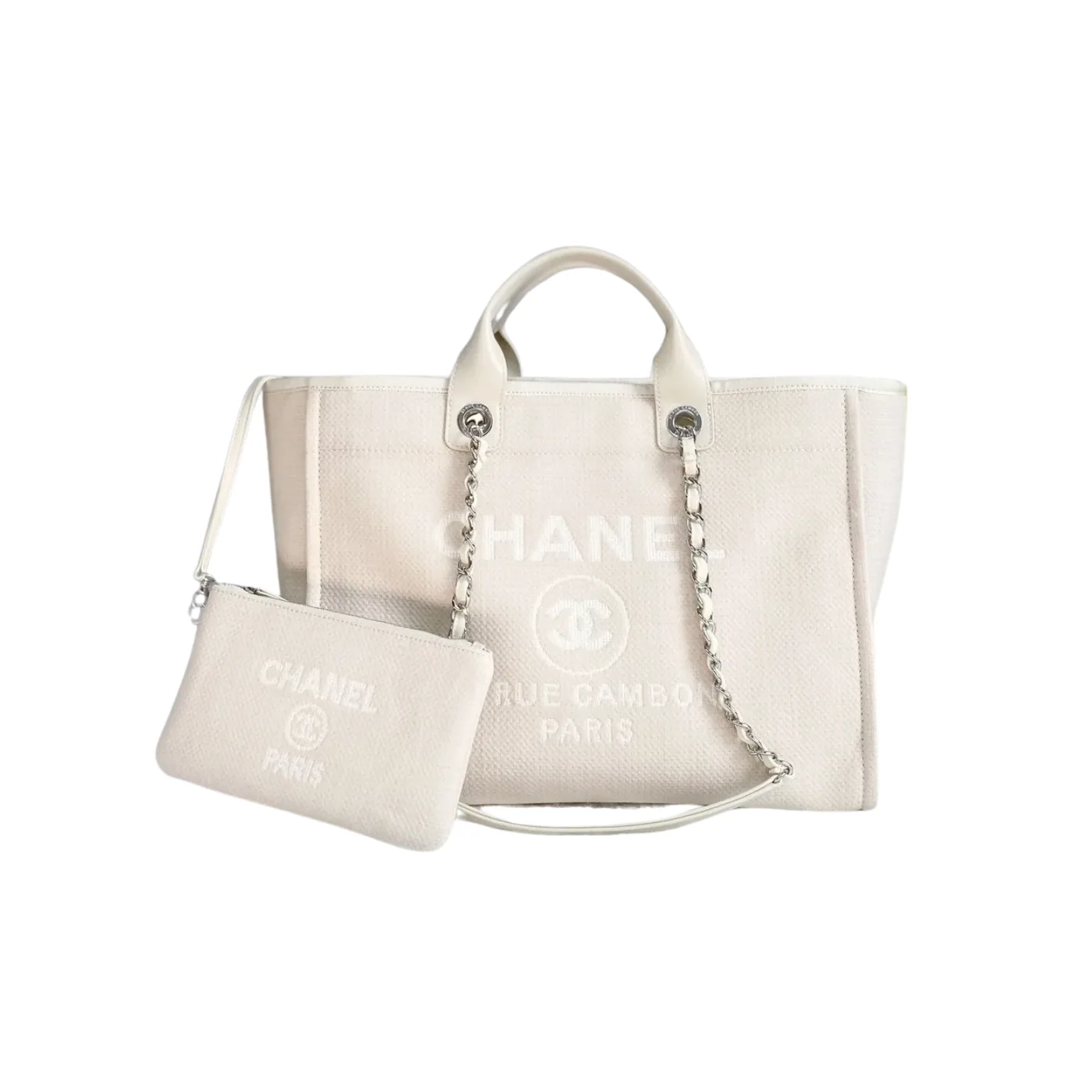 Chanel Shopping Small Tote Bag in Cream Silver Hardware