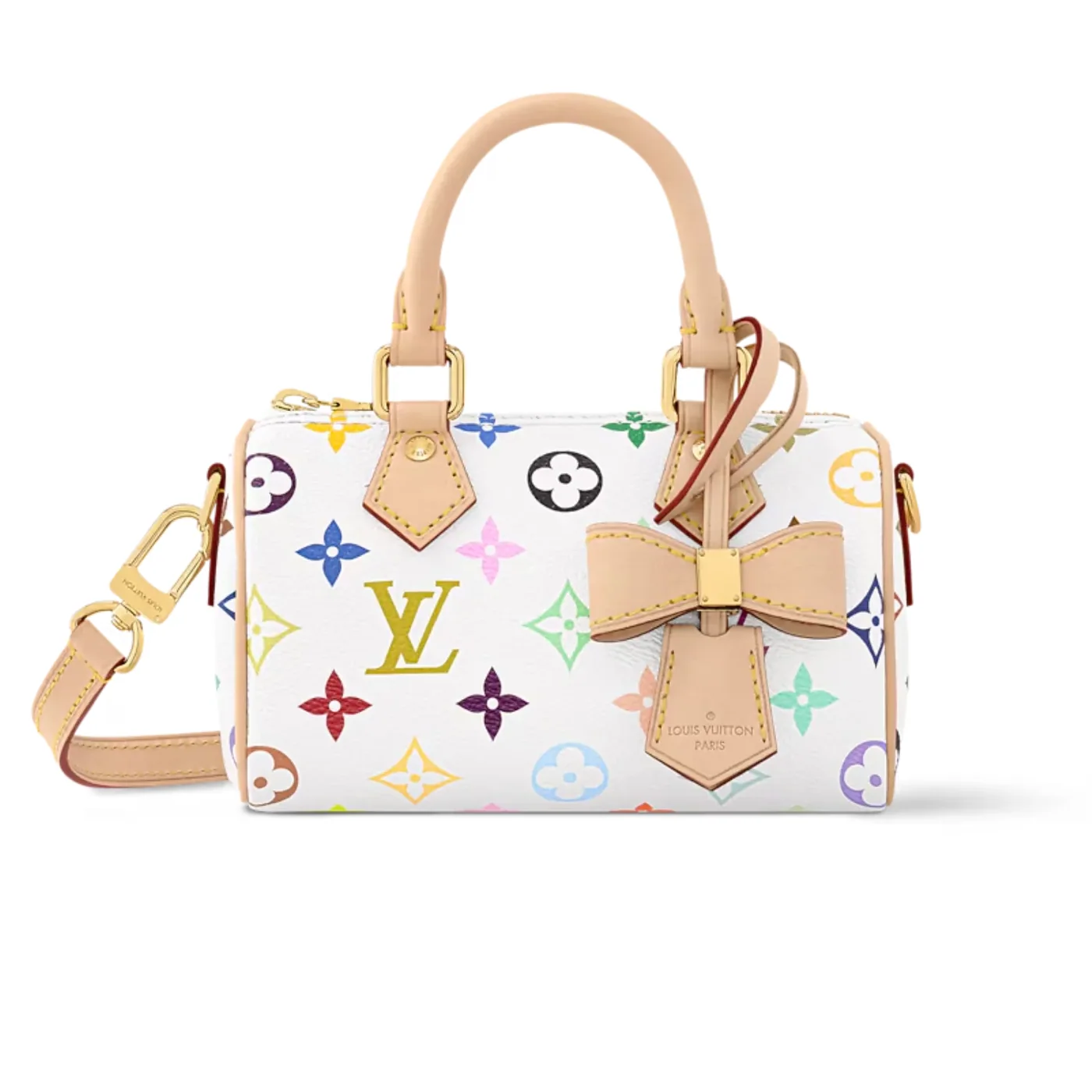 Louis Vuitton LV x TM Nano Speedy Top Handle Bag in Multicolore Blanc Gold Hardware