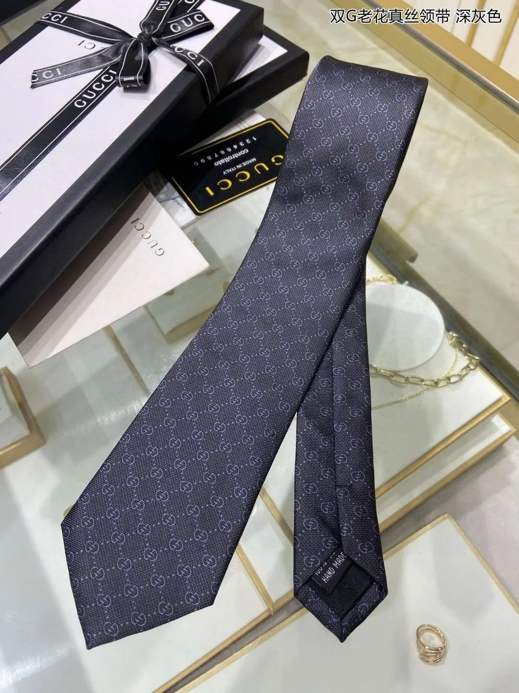 Gucci GG Pattern Silk Tie Black GG for Men Gucci GG Pattern Silk Tie Black GG for Men