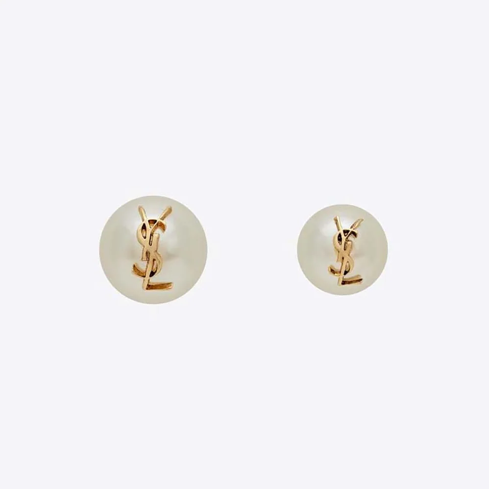 Saint Laurent YSL Ysl Pearl Earrings in Metal for Women Saint Laurent YSL Ysl Pearl Earrings in Metal for Women