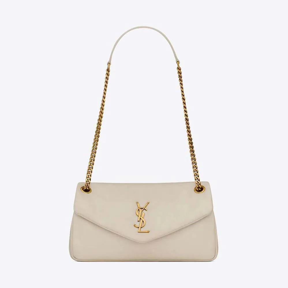 Saint Laurent YSL Calypso in Lambskin for Women in White Saint Laurent YSL Calypso in Lambskin for Women in White