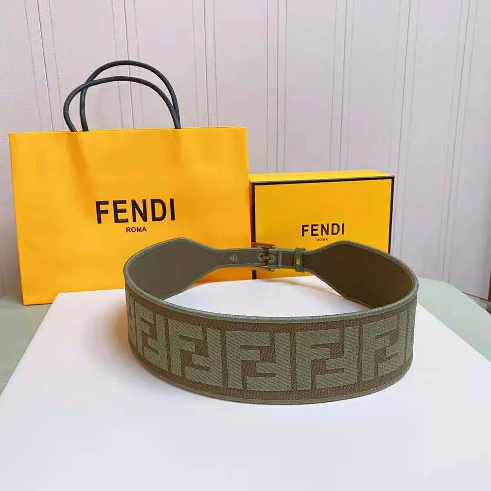 Fendi Canvas High Waist Belt 6 cm for Women in Green Fendi Canvas High Waist Belt 6 cm for Women in Green
