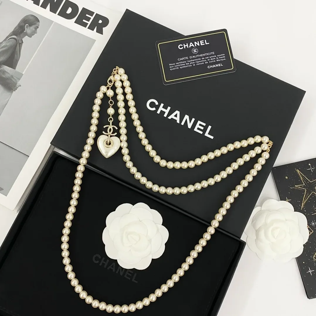 Chanel 24 Milky White Heart Shaped Pearl Waist Necklace