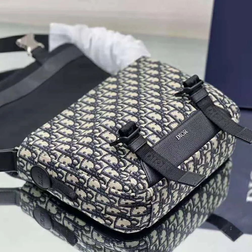 Dior Explorer Messenger Bag Beige and Black Dior Oblique Jacquard for Men