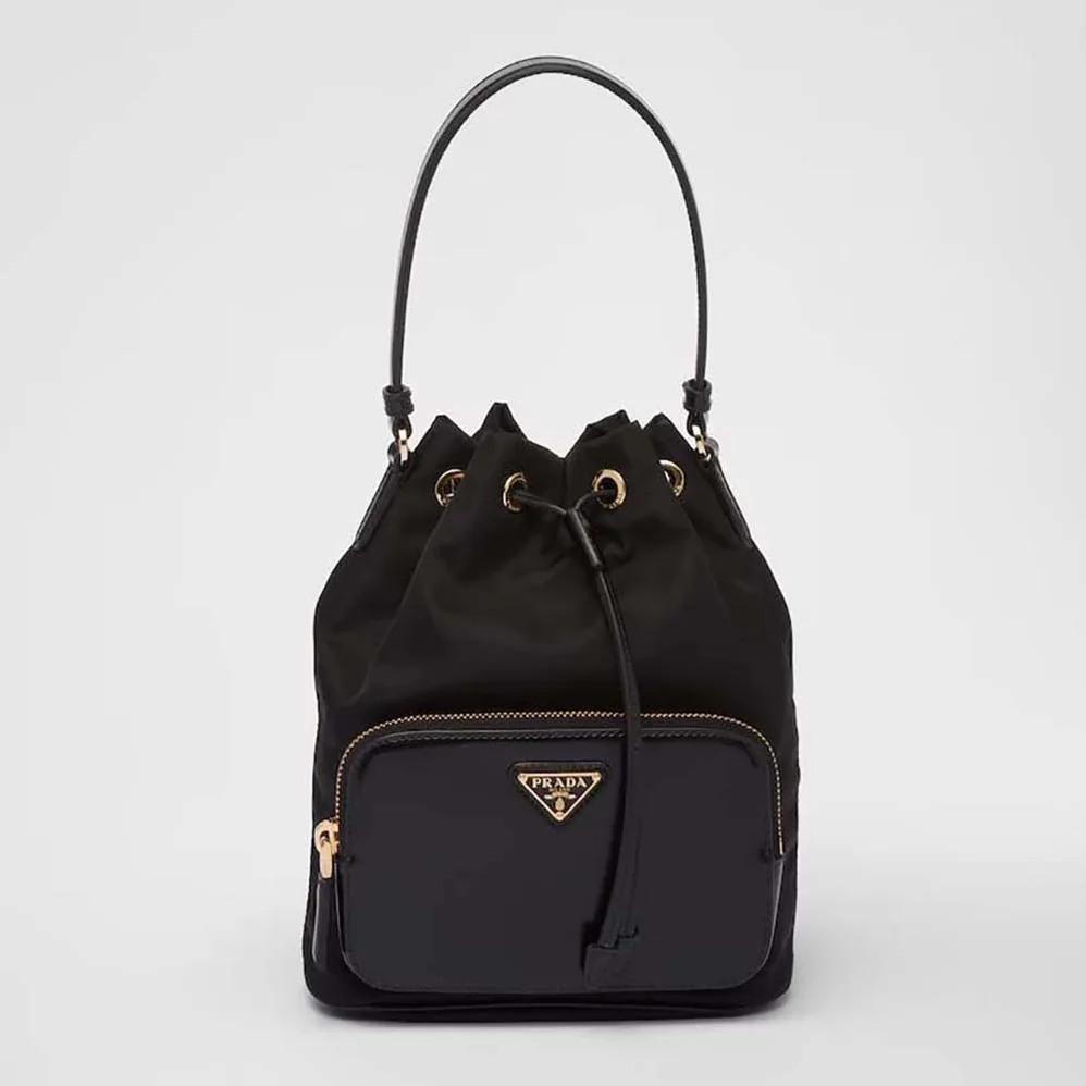 Prada Re-Nylon and Brushed Leather Bag for Women in Black