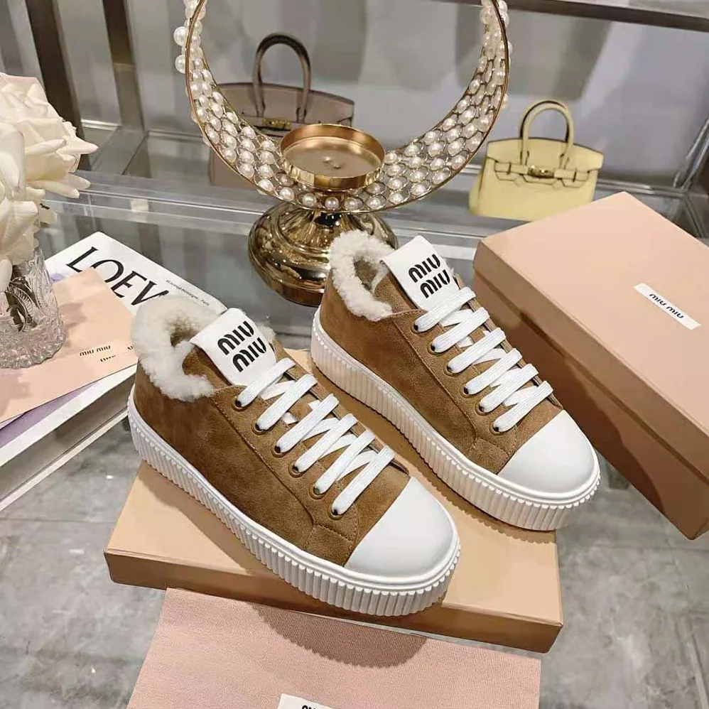 Miu Miu Suede Sneakers EVA Sole with Logo for Women