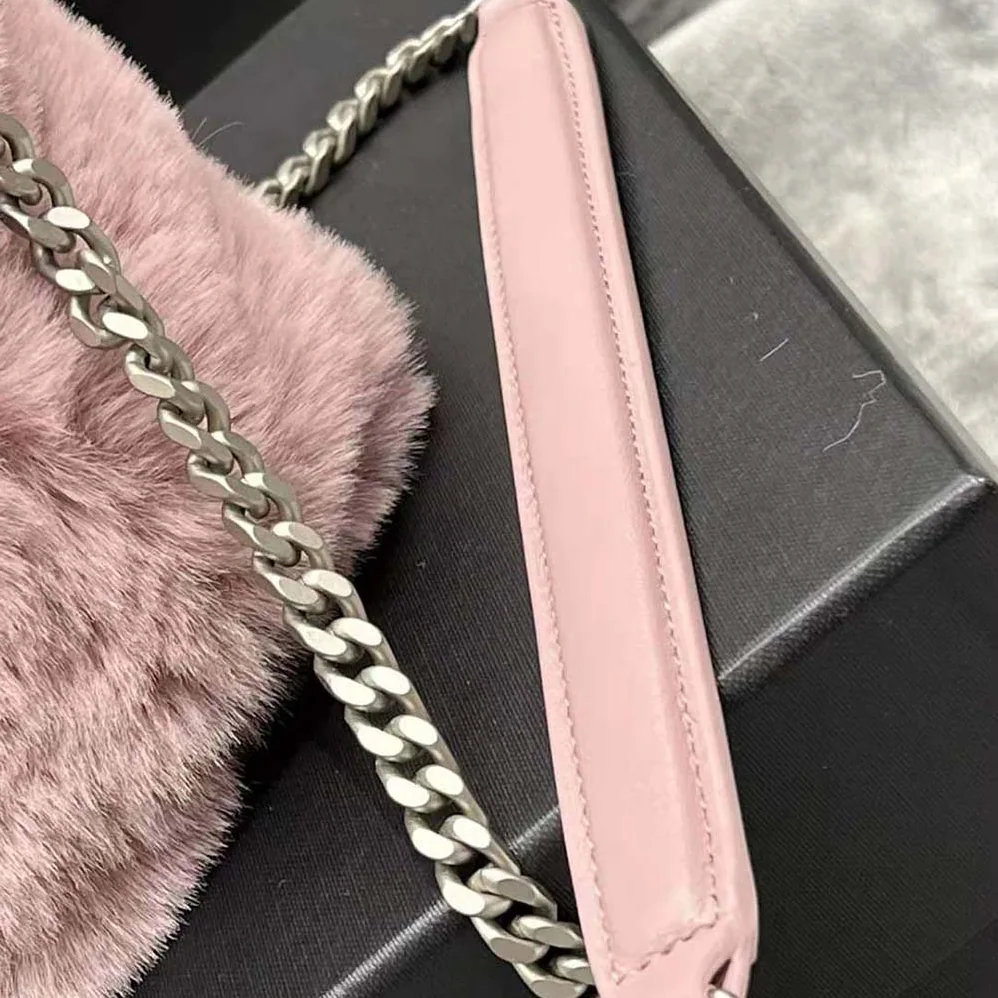 Saint Laurent YSL Puffer Small Bag in Merino Shearling and Lambskin for Women Saint Laurent YSL Puffer Small Bag in Merino Shearling and Lambskin for Women