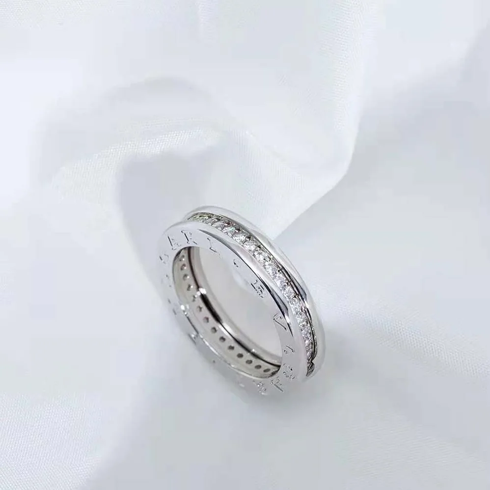 Bvlgari B.zero1 One-Band Ring in 18 KT White Gold Set with Pave Diamonds on the Spiral for Women Bvlgari B.zero1 One-Band Ring in 18 KT White Gold Set with Pave Diamonds on the Spiral for Women