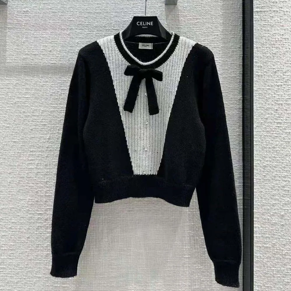 Celine Cardigan with Bow in Alpaca for Men in Black