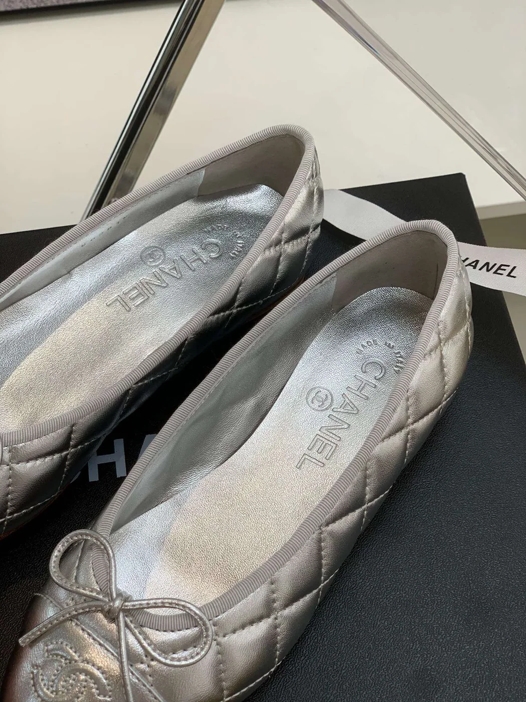 Chanel Ballet Flats Silver
