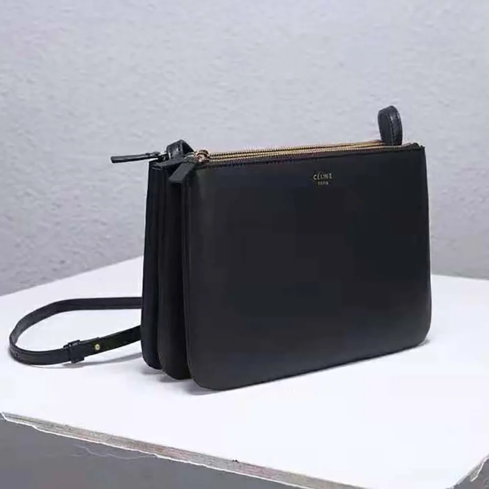 Celine Large Trio Bag in Smooth Lambskin for Women in Black
