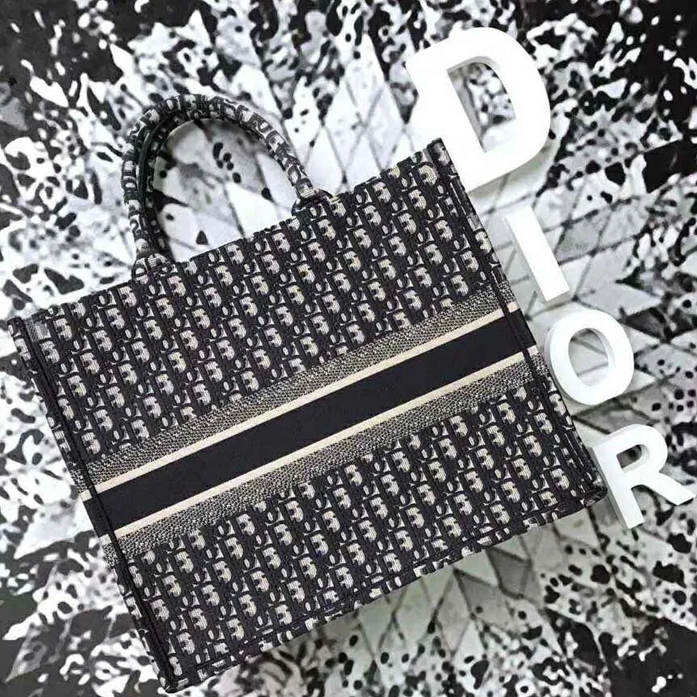 Dior Book Tote Dior Oblique Bag in Embroidered Canvas for Women in Silver Dior Book Tote Dior Oblique Bag in Embroidered Canvas for Women in Silver