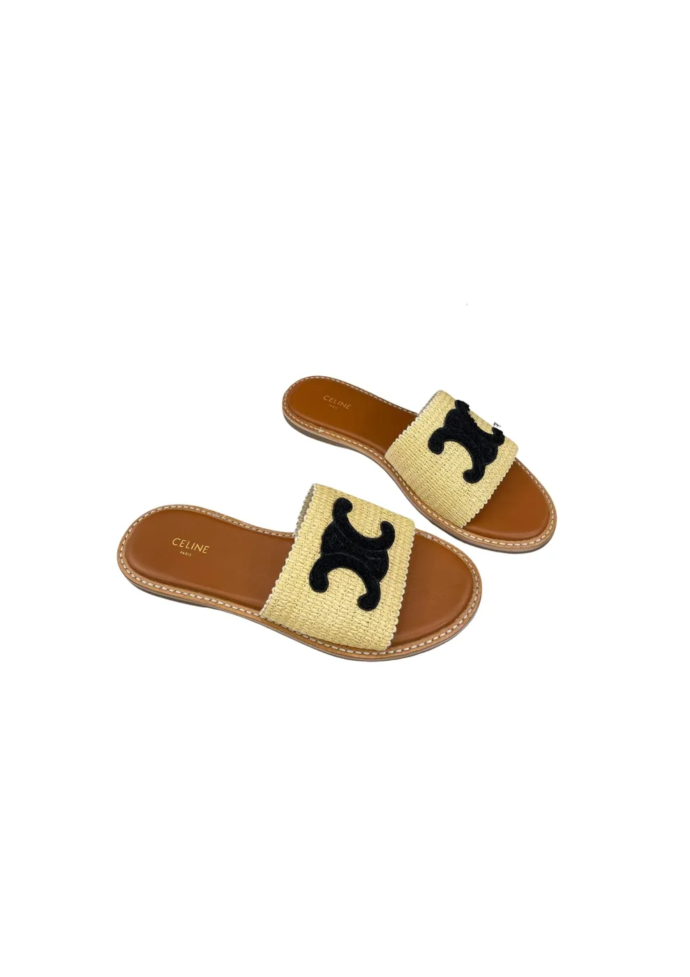 Celine Lympia Flat In Raffia Beige Celine Lympia Flat In Raffia Beige