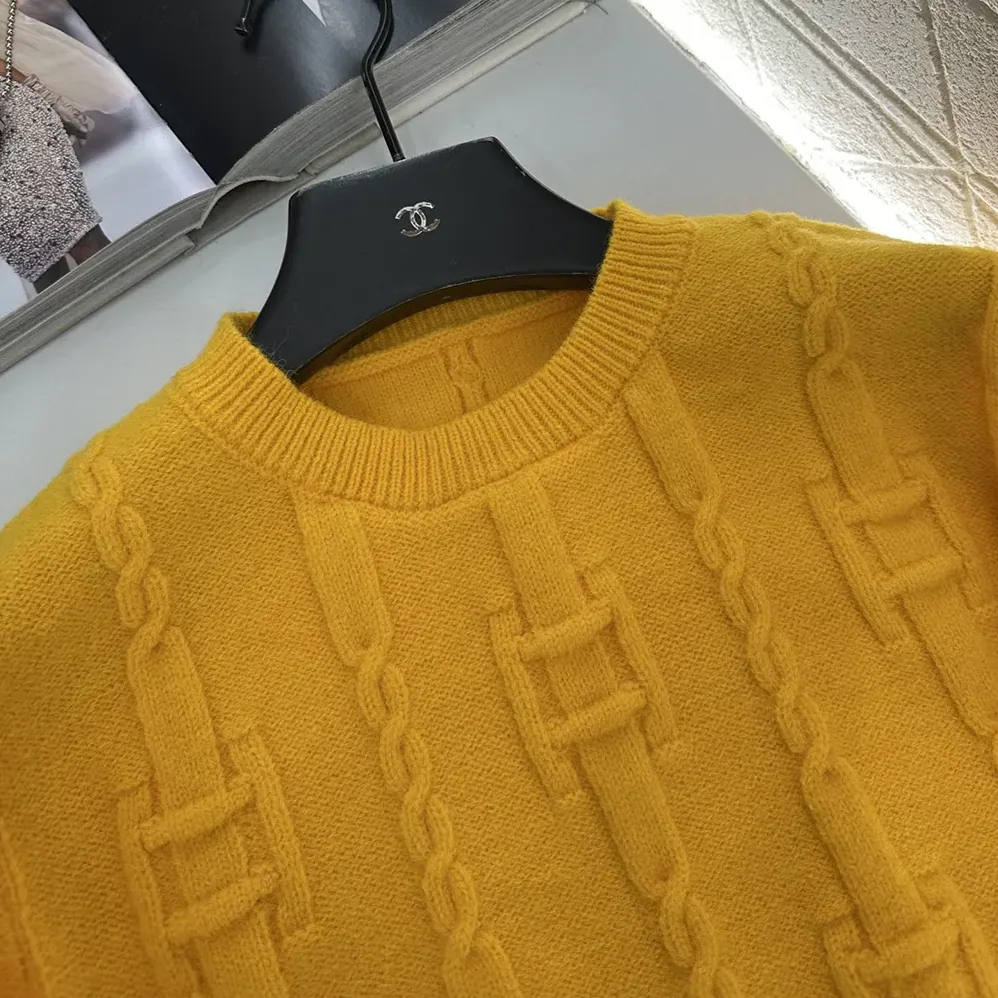 Celine Crewneck Sweater in Chains Cashmere for Women in Yellow